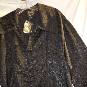 NWT MENS GOTHIC FROCK COAT L/XL BLACK BROCADE